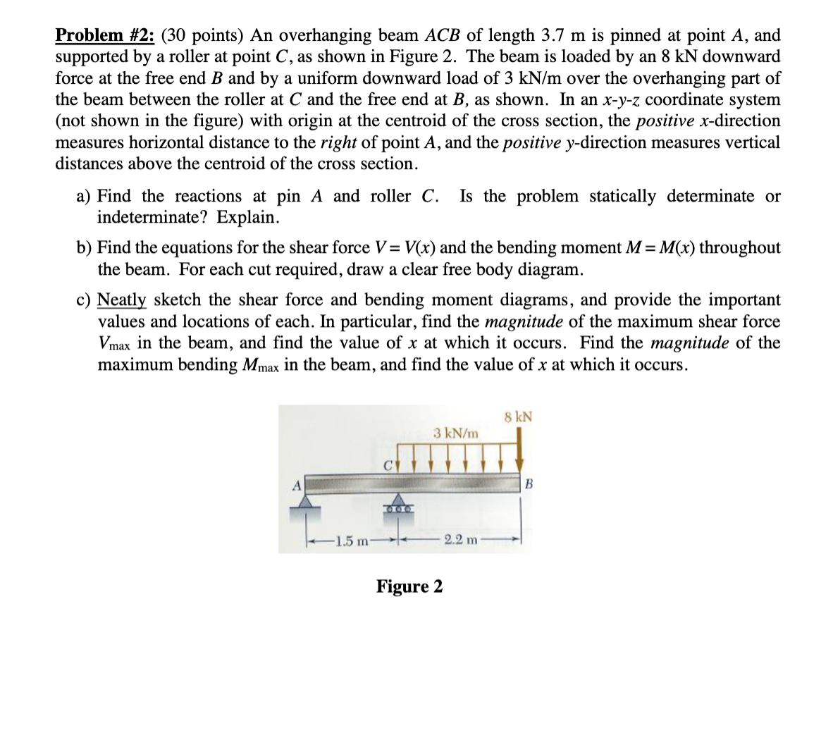 Problem \ # 2 : ( 3 0 points ) An overhanging