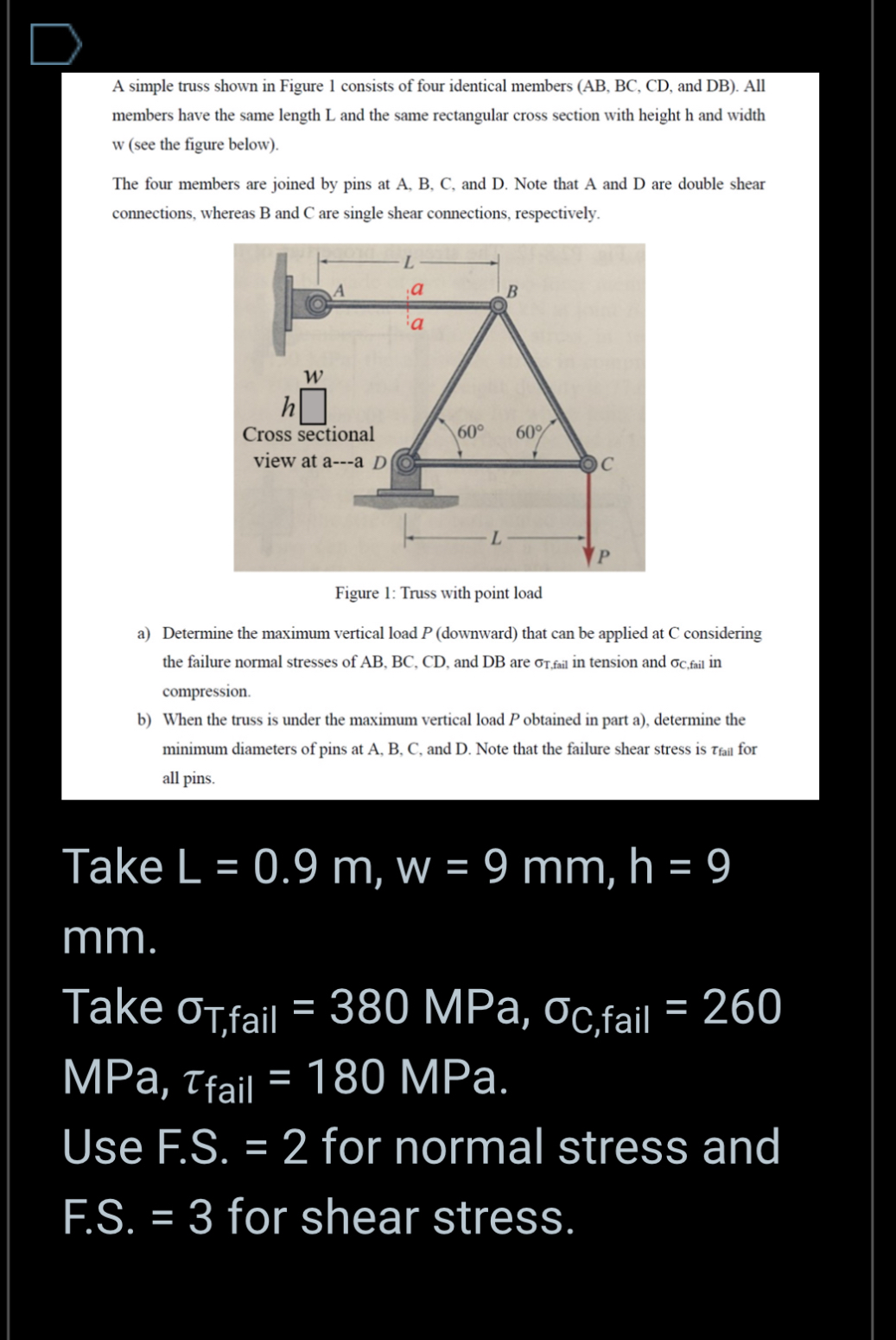 A simple truss shown in Figure 1 consists of four