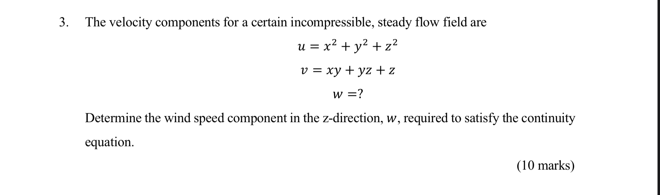 The velocity components for a certain