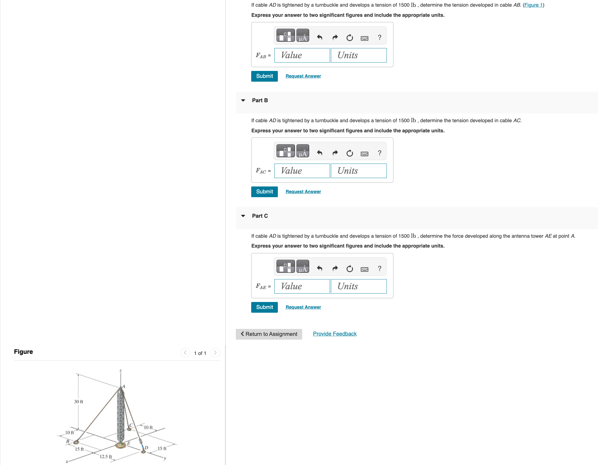 If cable A D is tightened by a turnbuckle and