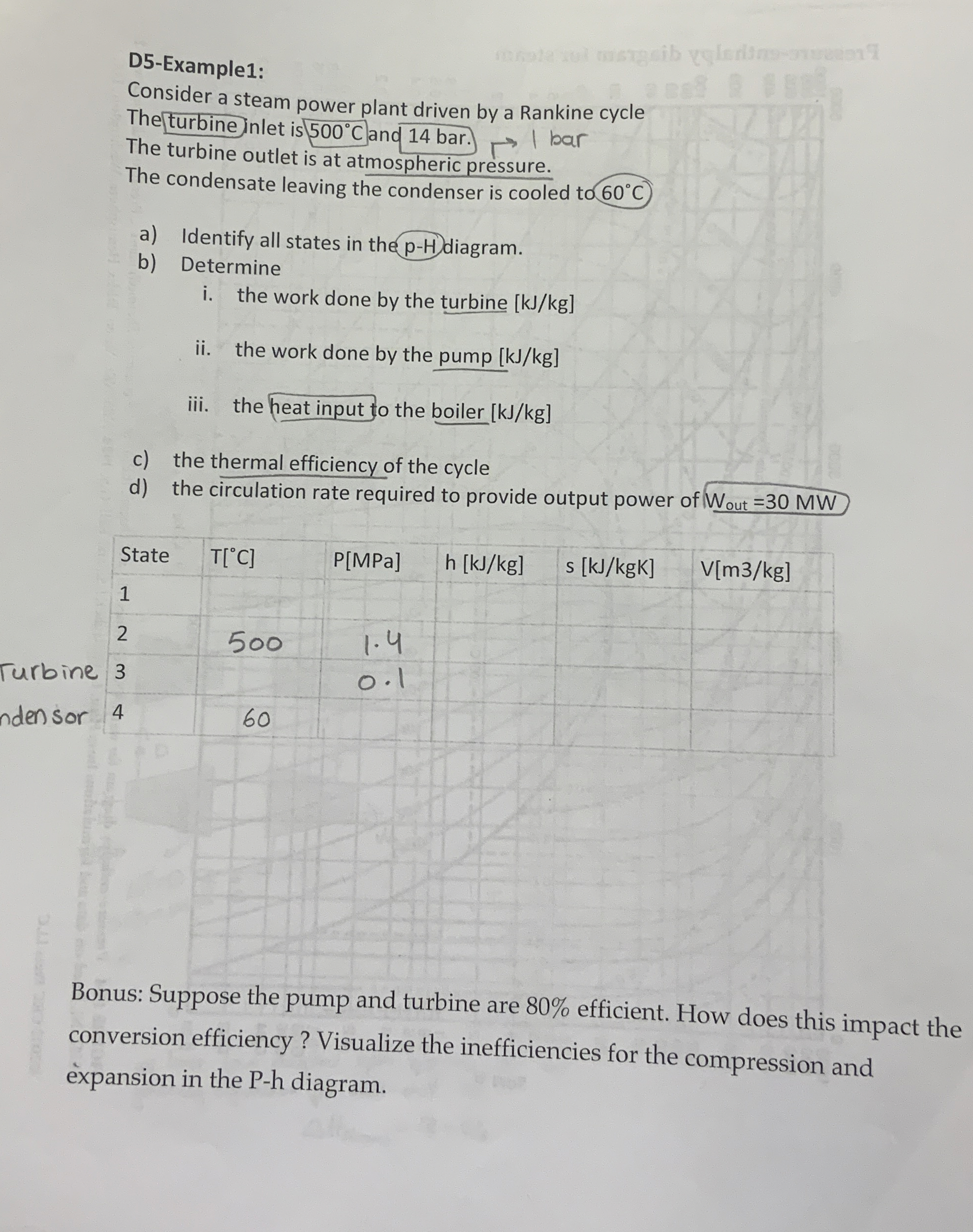 D 5 - Example 1 : Consider a steam power plant