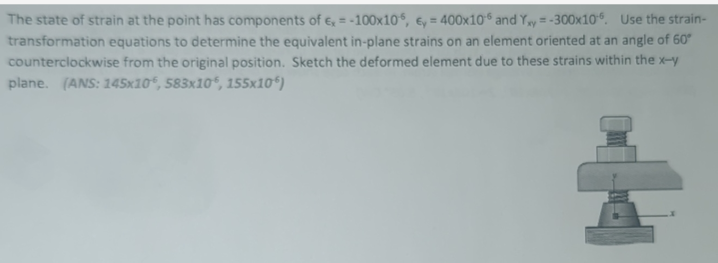 The state of strain at the point has components