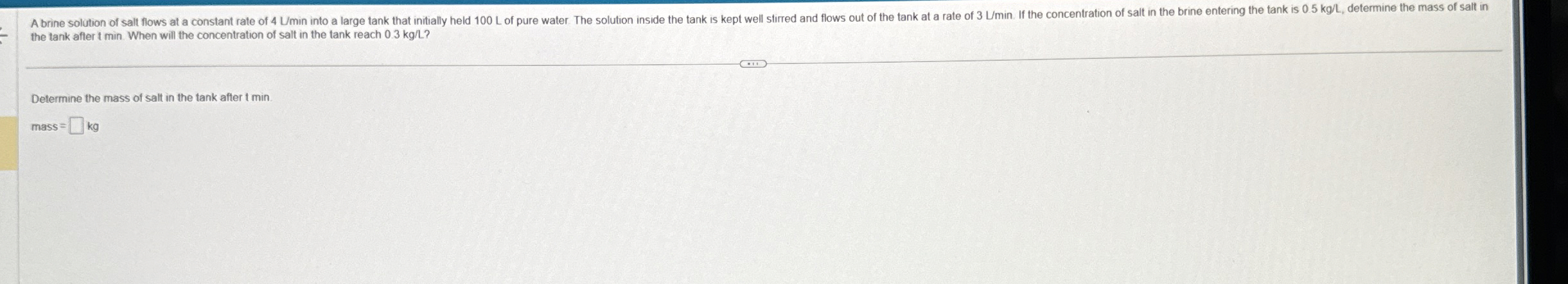 the tank after t min . When will the