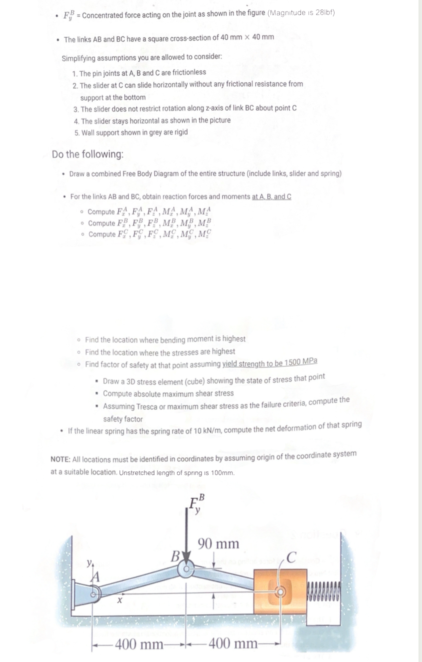 F y B = Concentrated force acting on the joint as