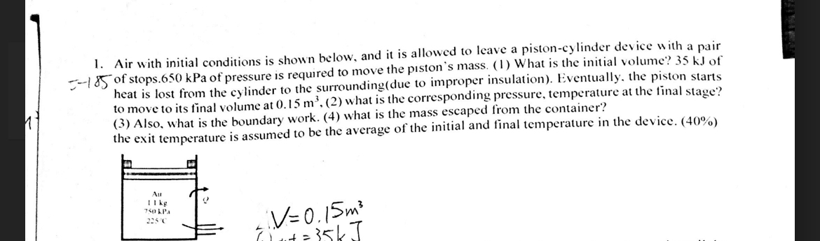 Air with initial conditions is shown below, and