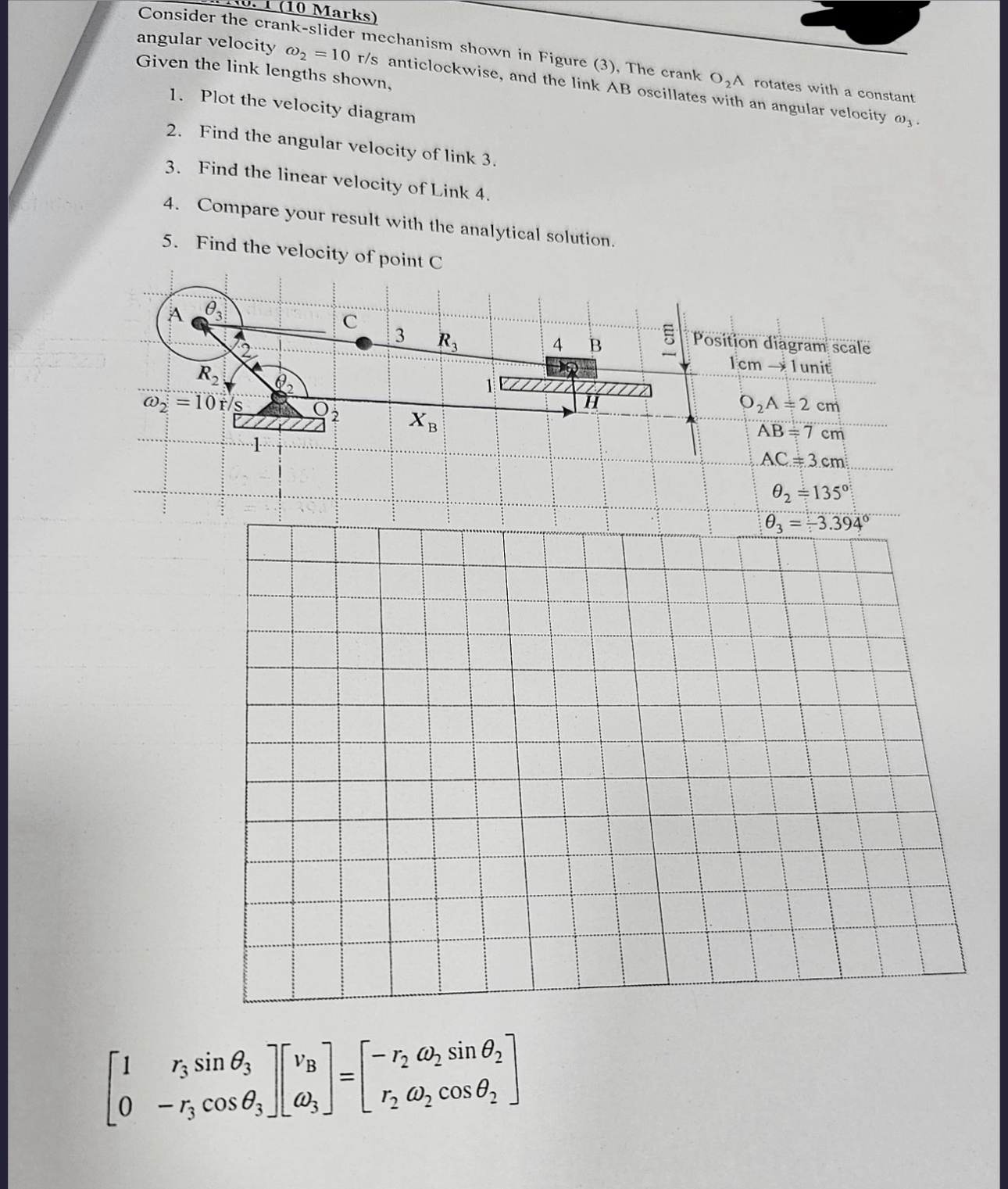 Consider the crank - slider mechanism shown in