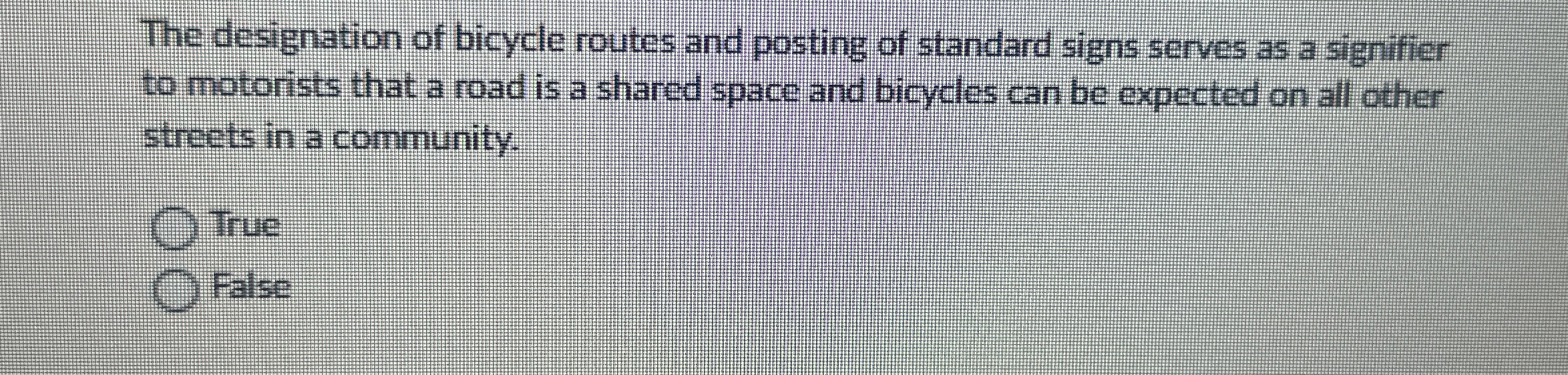 The designation of bicycle routes and posting of