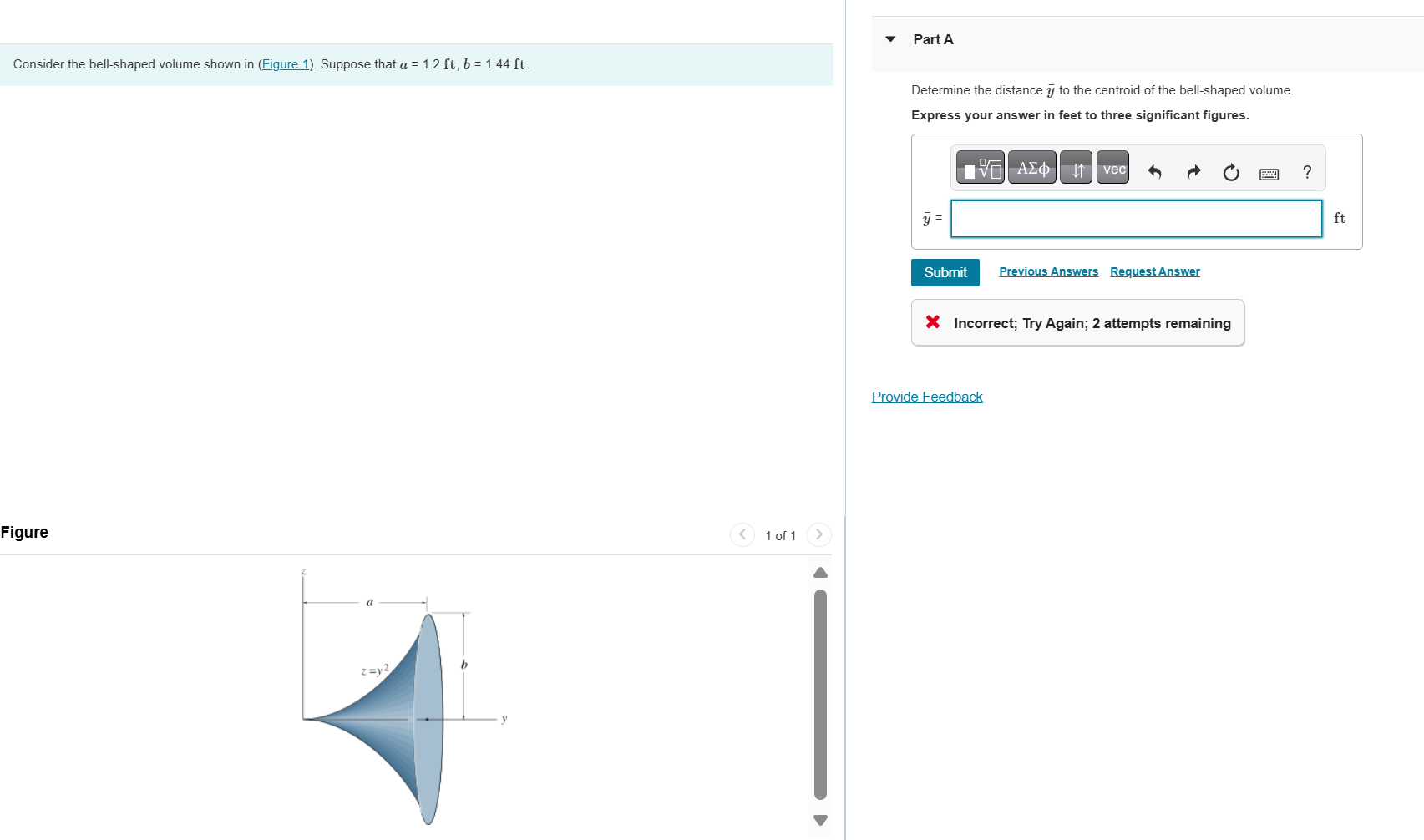 Consider the bell - shaped volume shown in (