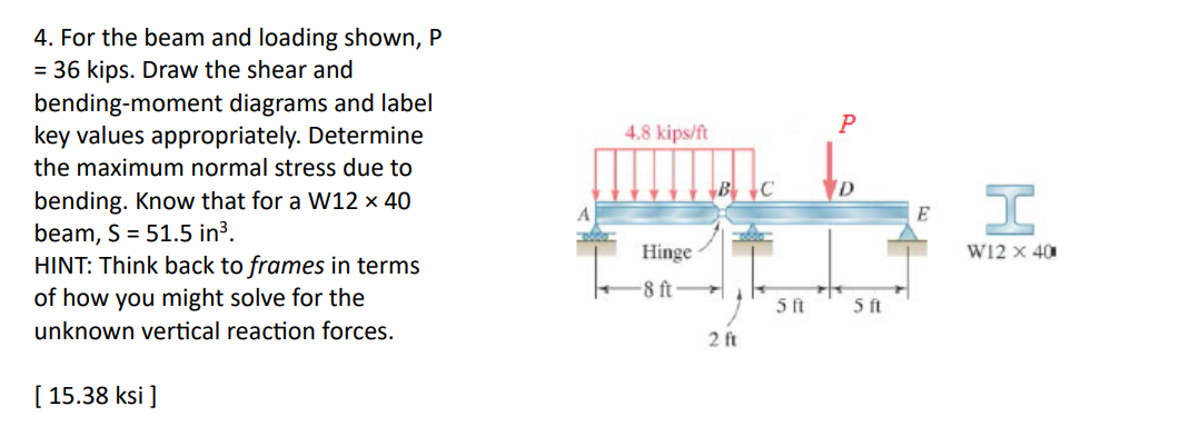 4 . For the beam and loading shown, \ ( P \ ) \ (