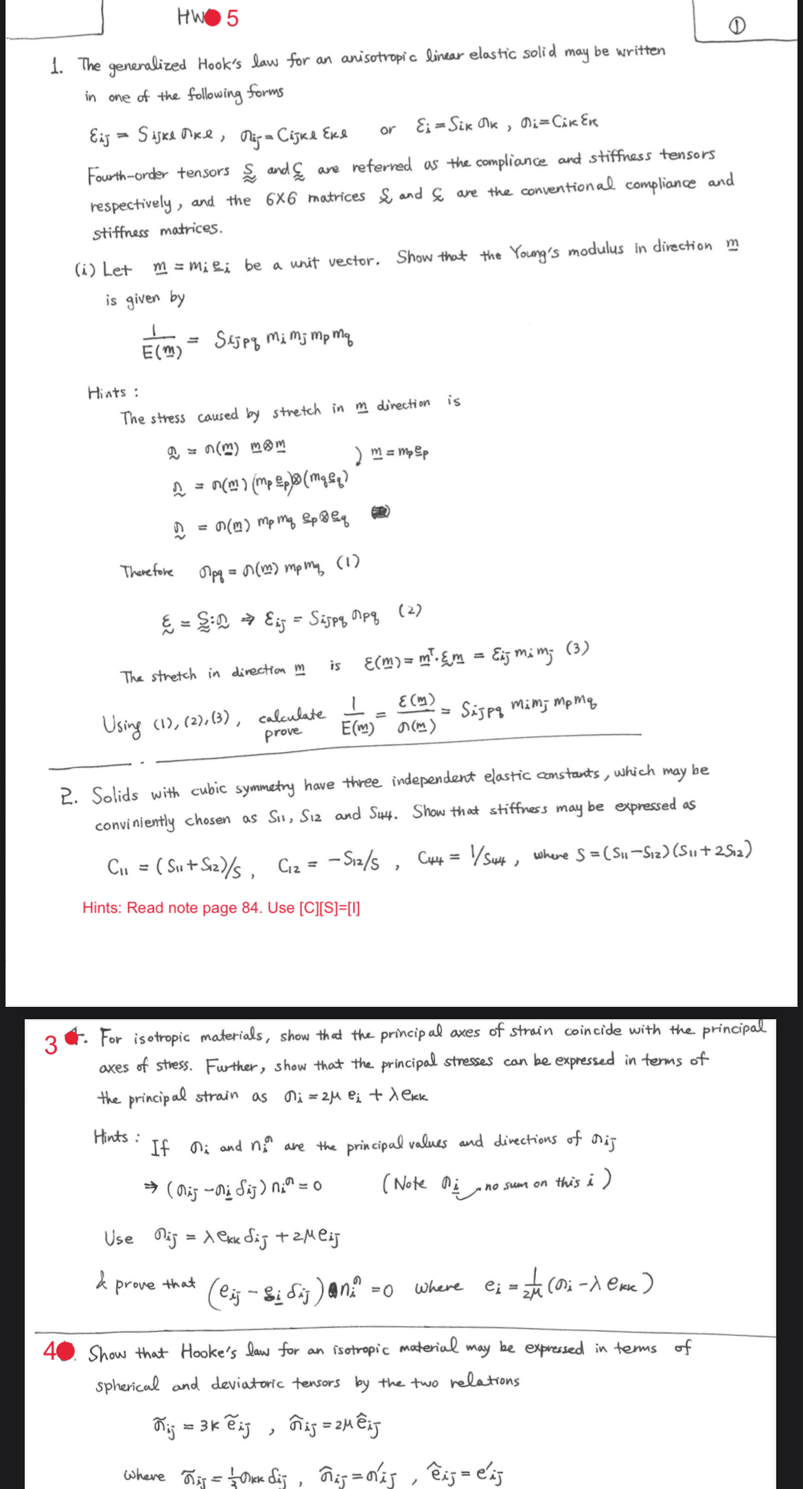 HW Theory of elasticity ME 5 4 4 The generalized