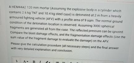A HEM 4 4 A 2 1 2 0 mm mortar ( Assuming the