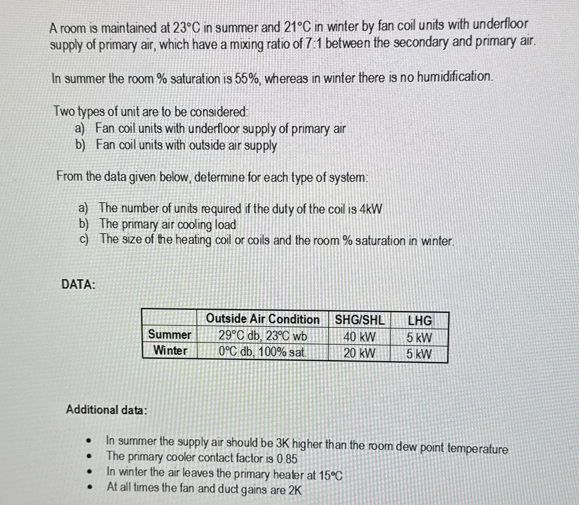 A room is maintained at 2 3 C in summer and 2 1 C