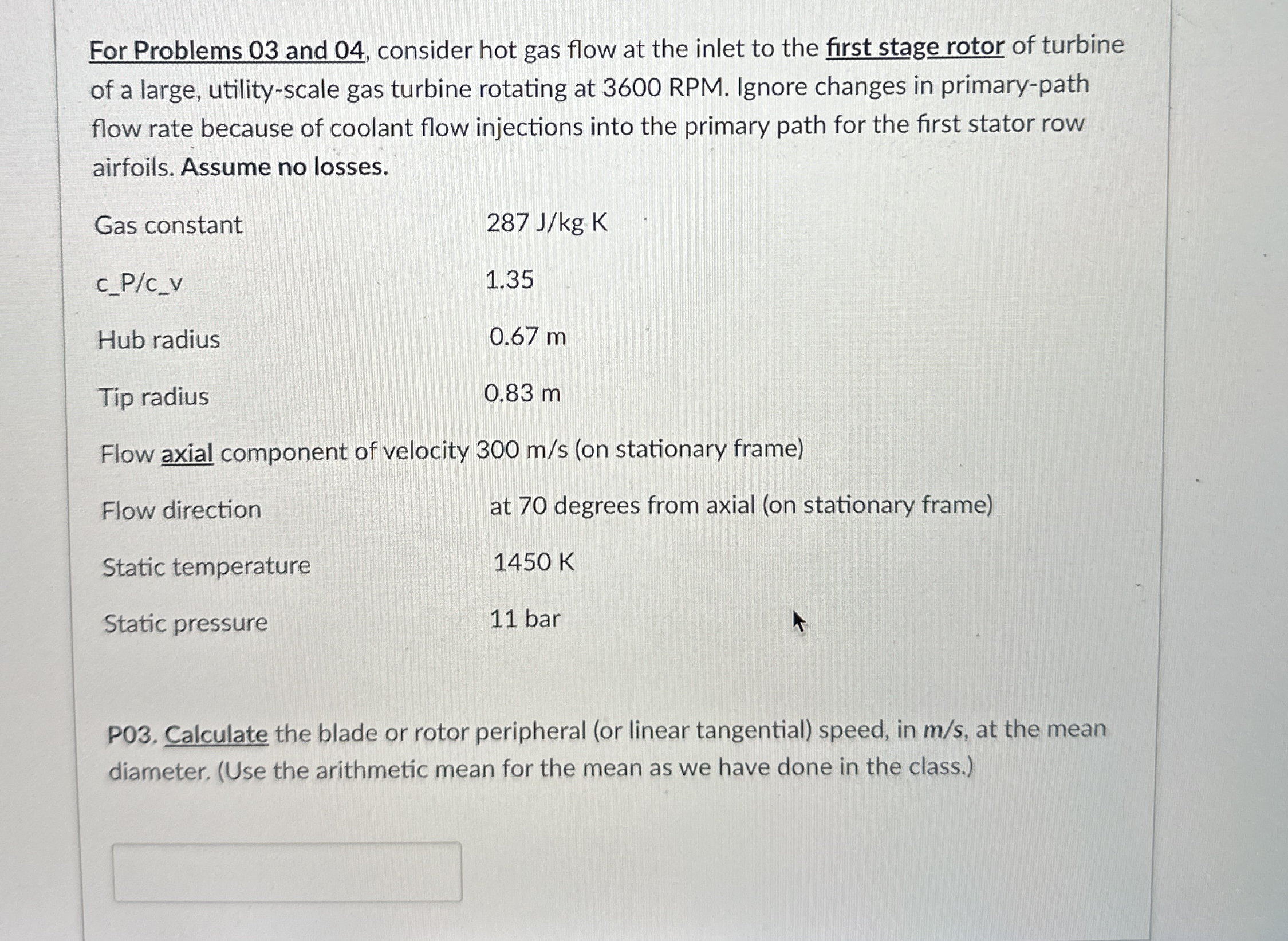 For Problems 0 3 and 0 4 , consider hot gas flow