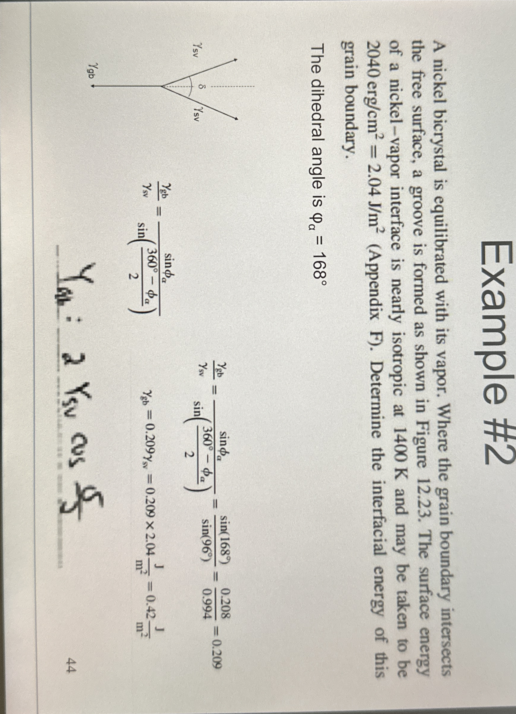 Example # 2 A nickel bicrystal is equilibrated