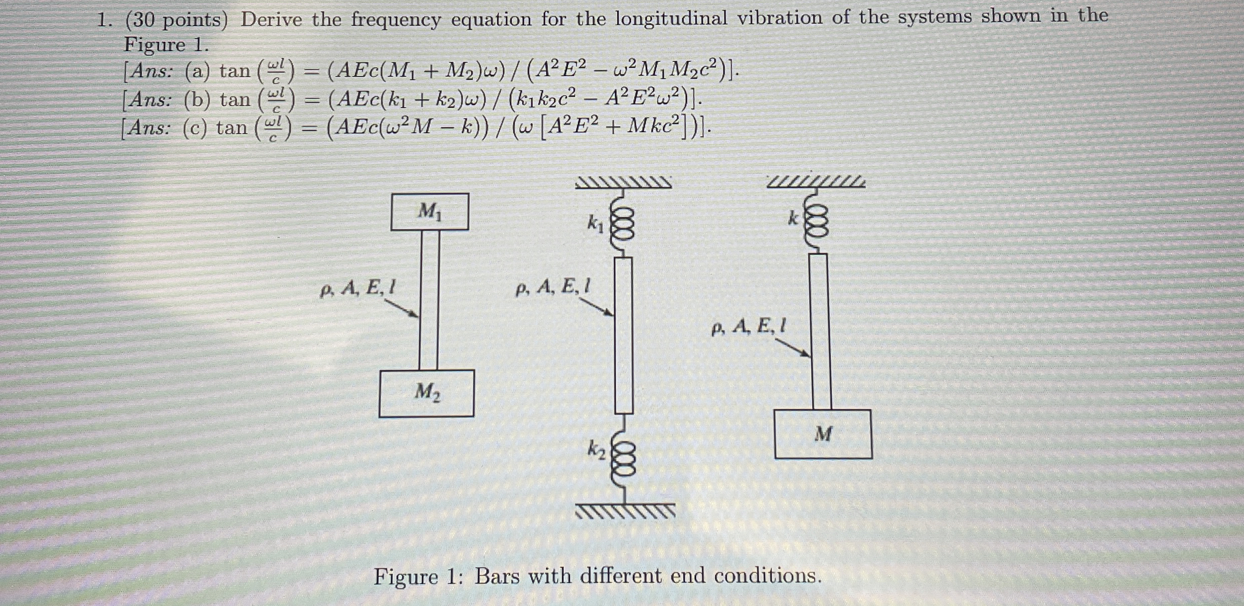 ( 3 0 points ) Derive the frequency equation for