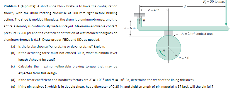A short shoe block brake is to have the