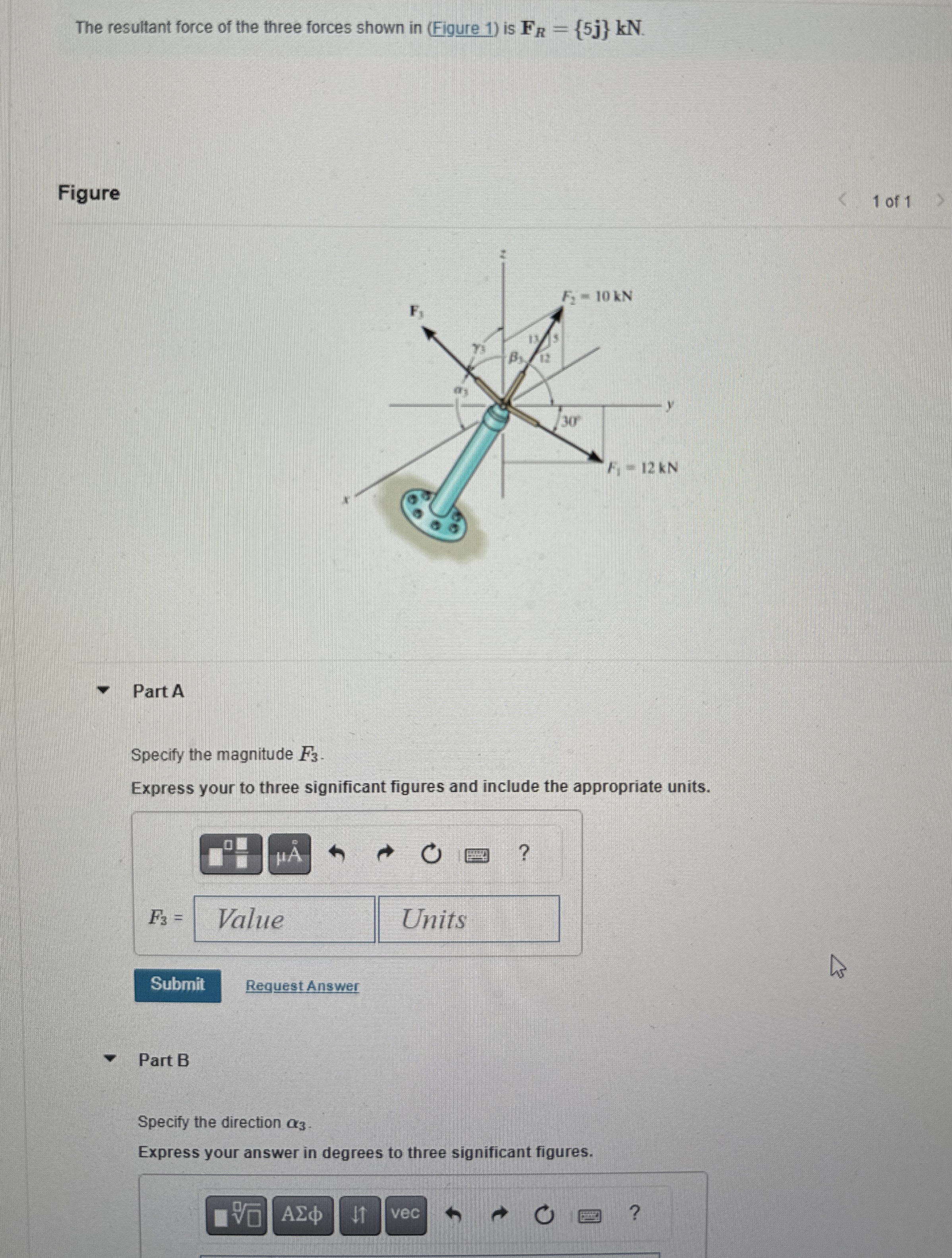The resultant force of the three forces shown in