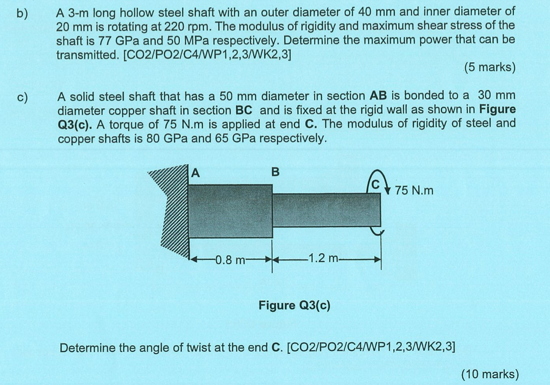 STRENGTH OF MATERIAL MECHANICAL ENGINEERING b ) A