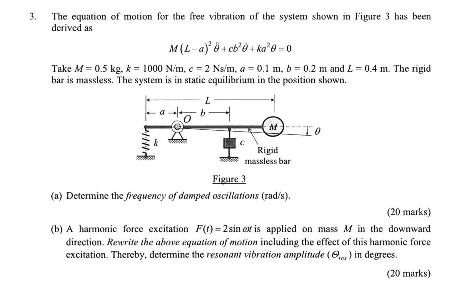 The equation of motion for the free vibration of