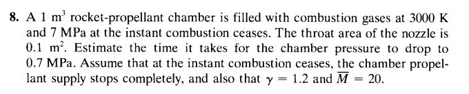 A 1 m 3 rocket - propellant chamber is filled