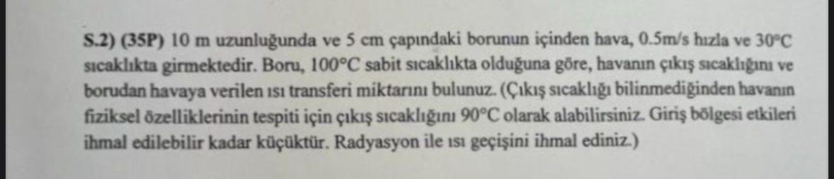 1 0 m uzunlu unda ve 5 cm ap ndaki borunun i
