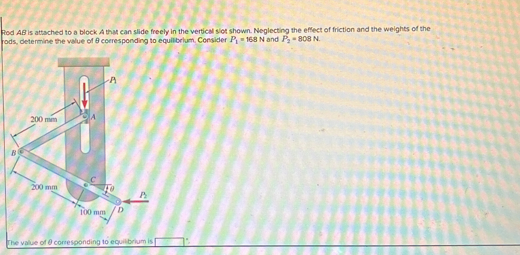 Rod A B is attached to a block A that can slide