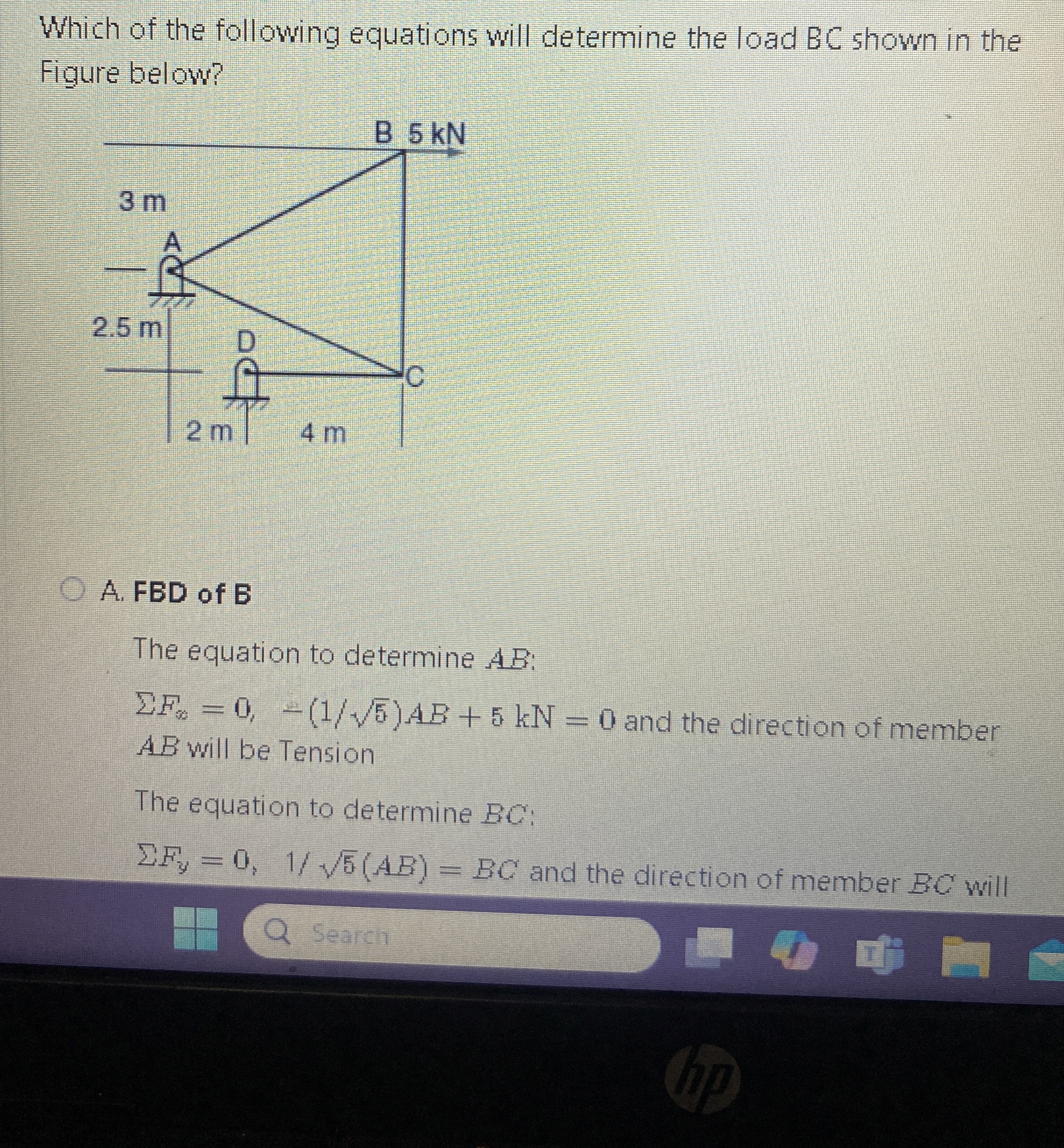 Which of the following equations will determine