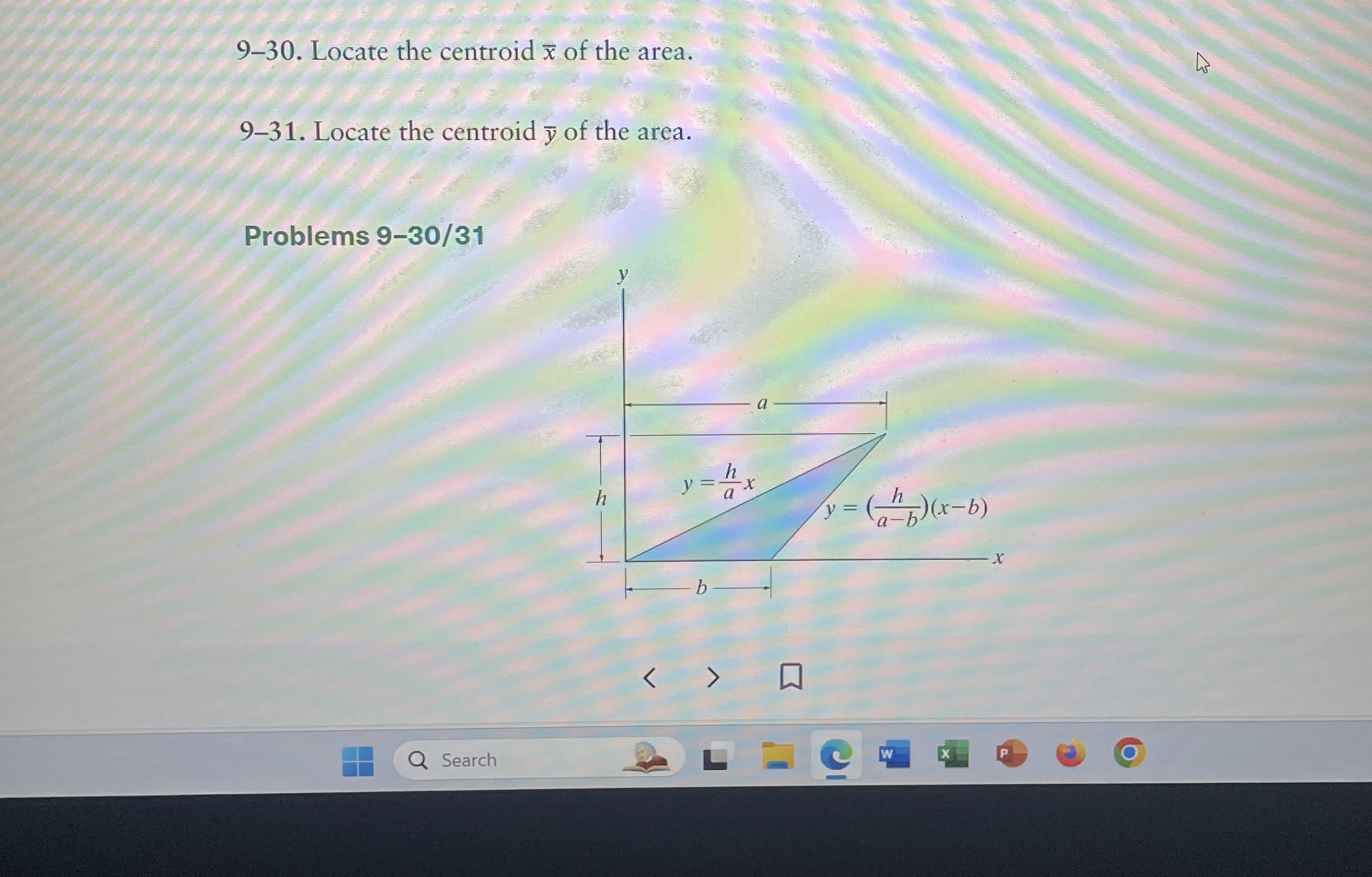 9 - 3 0 . Locate the centroid x of the area. 9 -