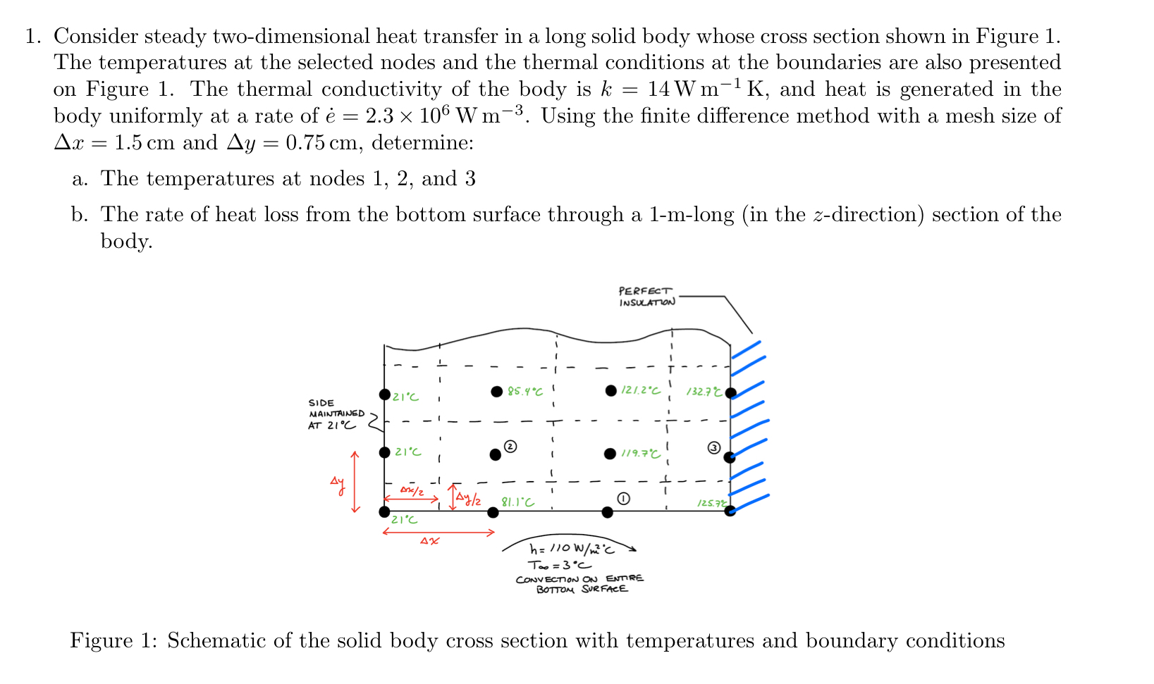 Consider steady two - dimensional heat transfer