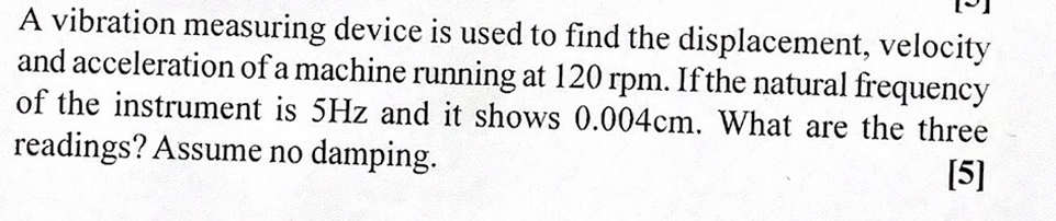 A vibration measuring device is used to find the