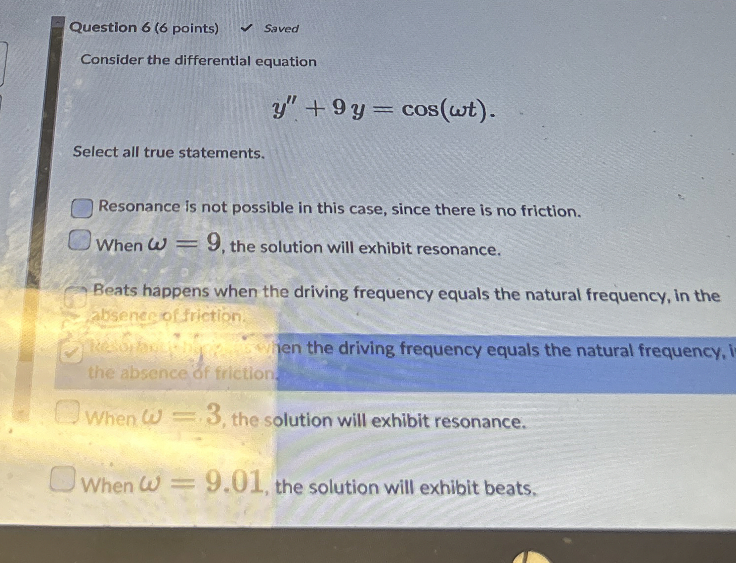 Question 6 ( 6 points ) Saved Consider the