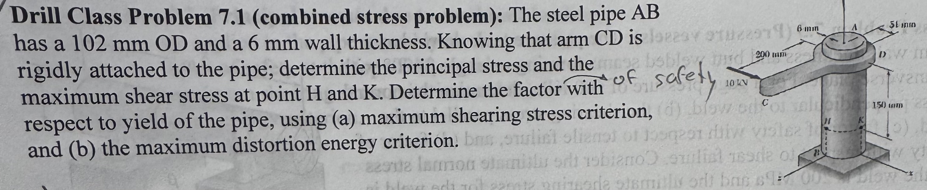 Drill Class Problem 7 . 1 ( combined stress