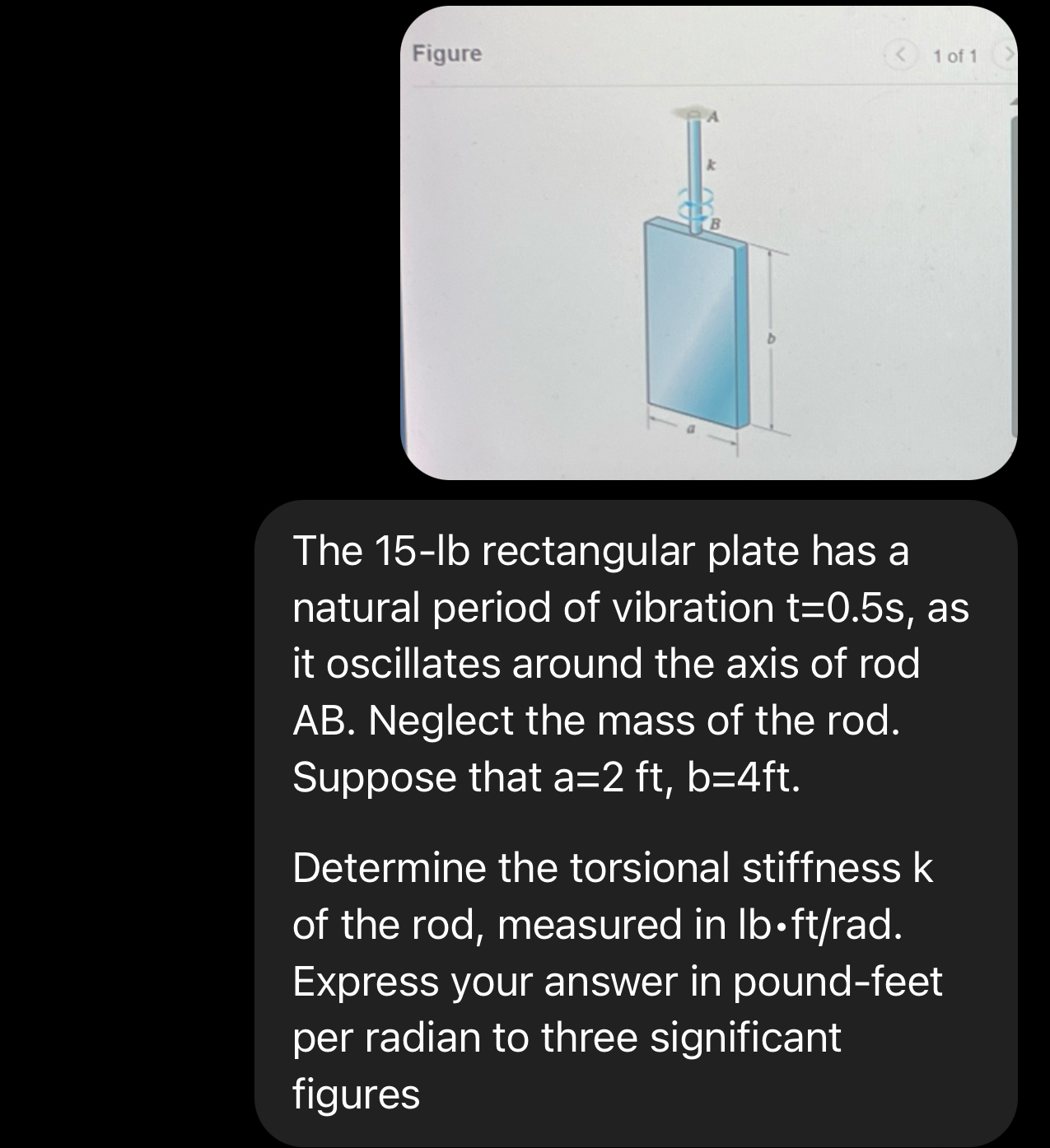 The 1 5 - lb rectangular plate has a natural