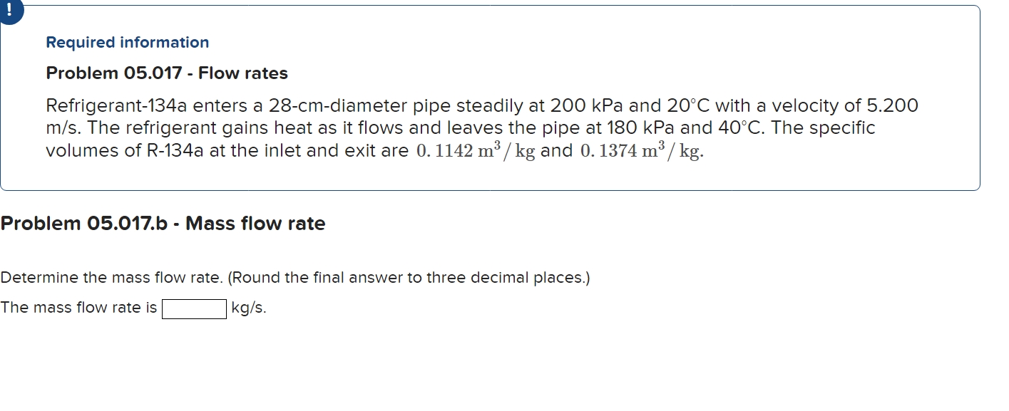 Problem 0 5 . 0 1 7 . b - Mass flow rate