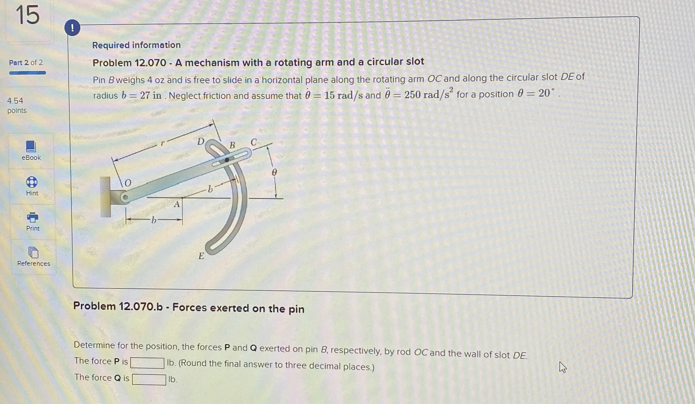 Problem 1 2 . 0 7 0 . b - Forces exerted on the