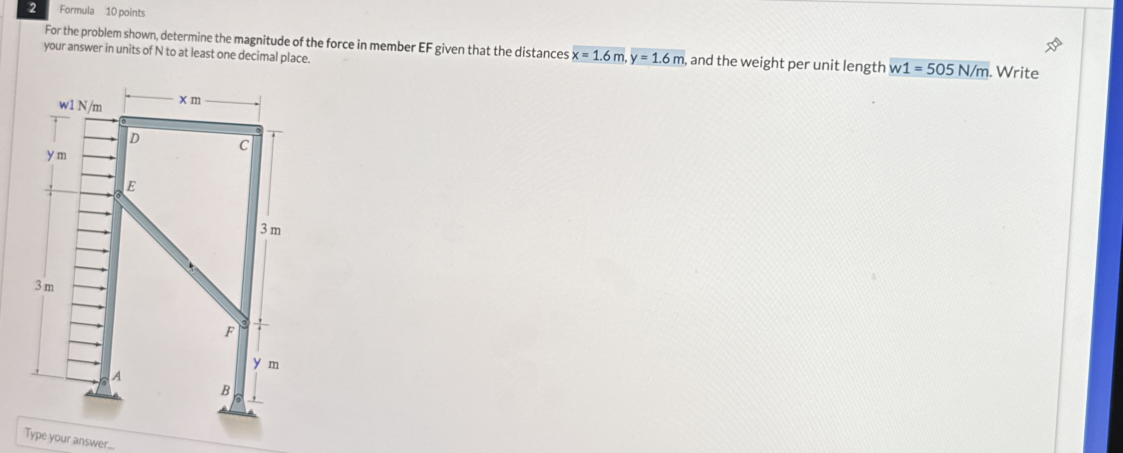 2 Formula 1 0 points For the problem show,