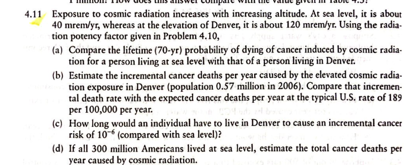 4 . 1 1 Exposure to cosmic radiation increases