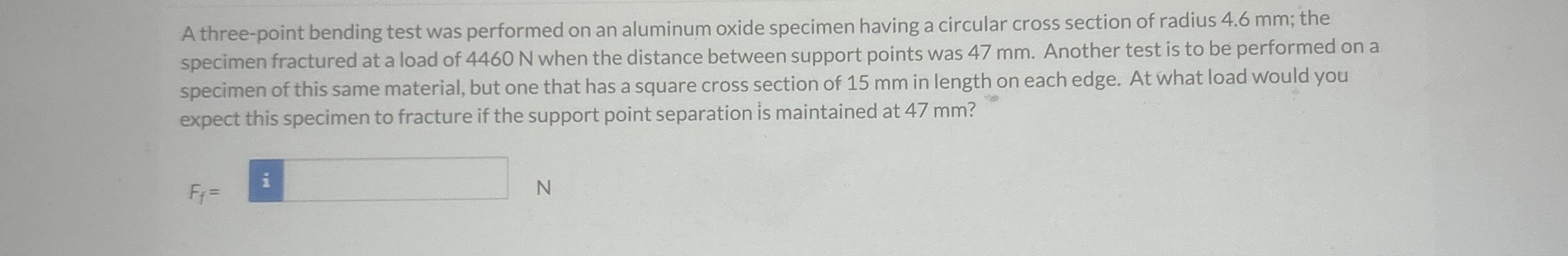 A three - point bending test was performed on an