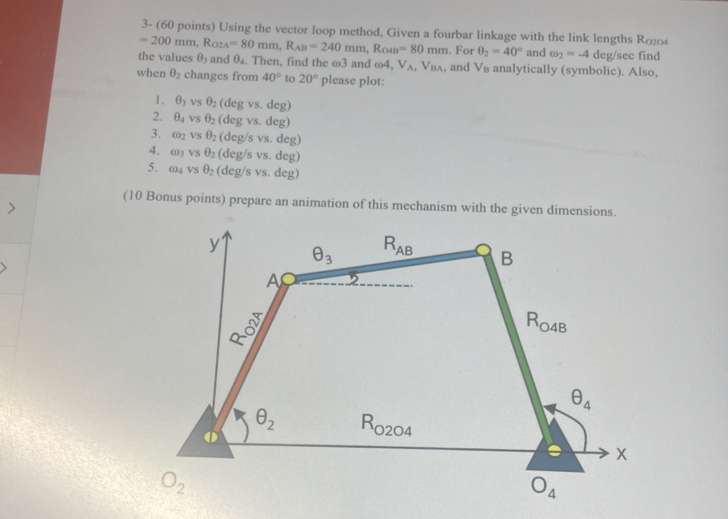 3 - ( 6 0 points ) Using the vector loop method,