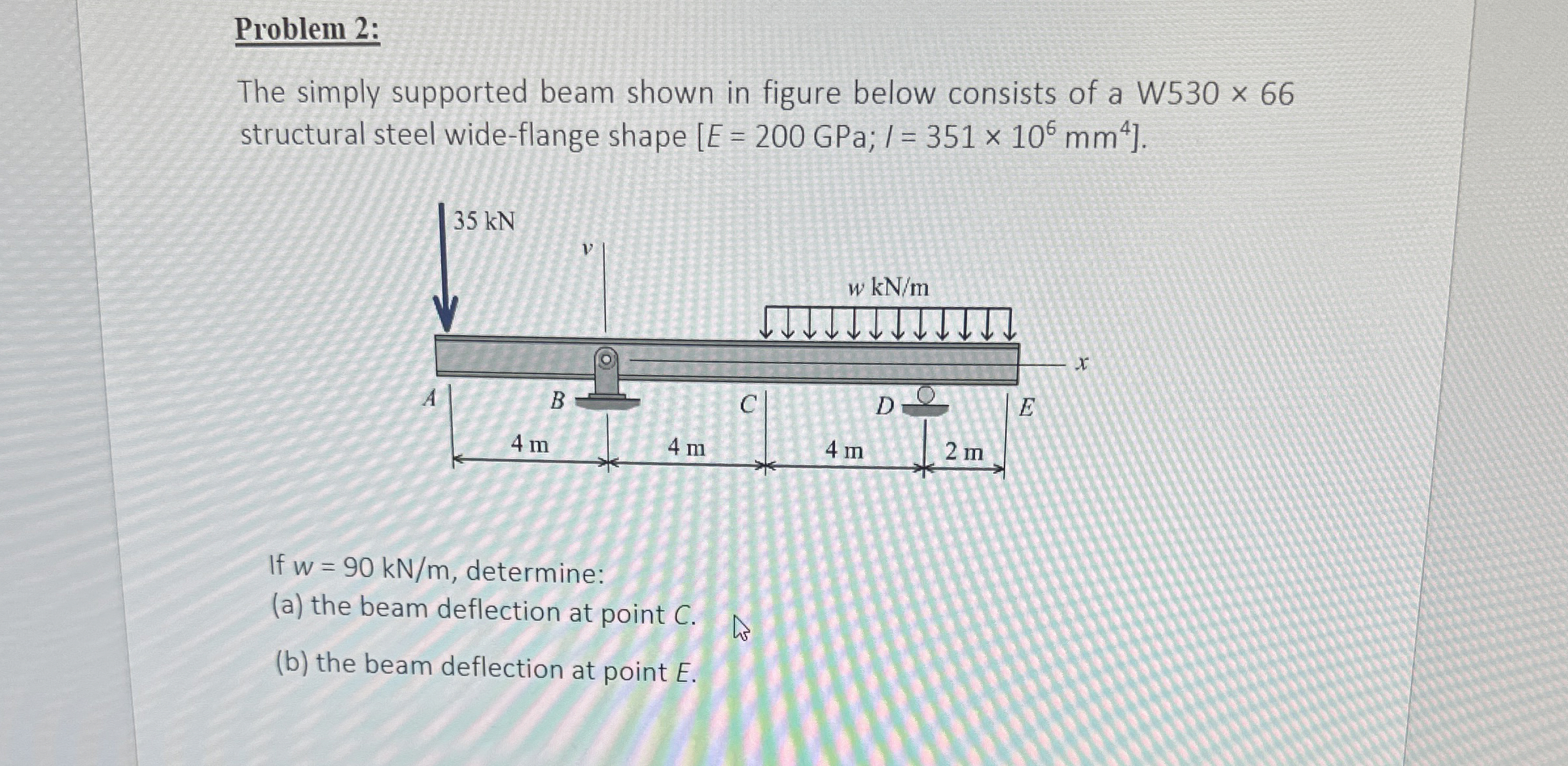 Problem 2 : The simply supported beam shown in