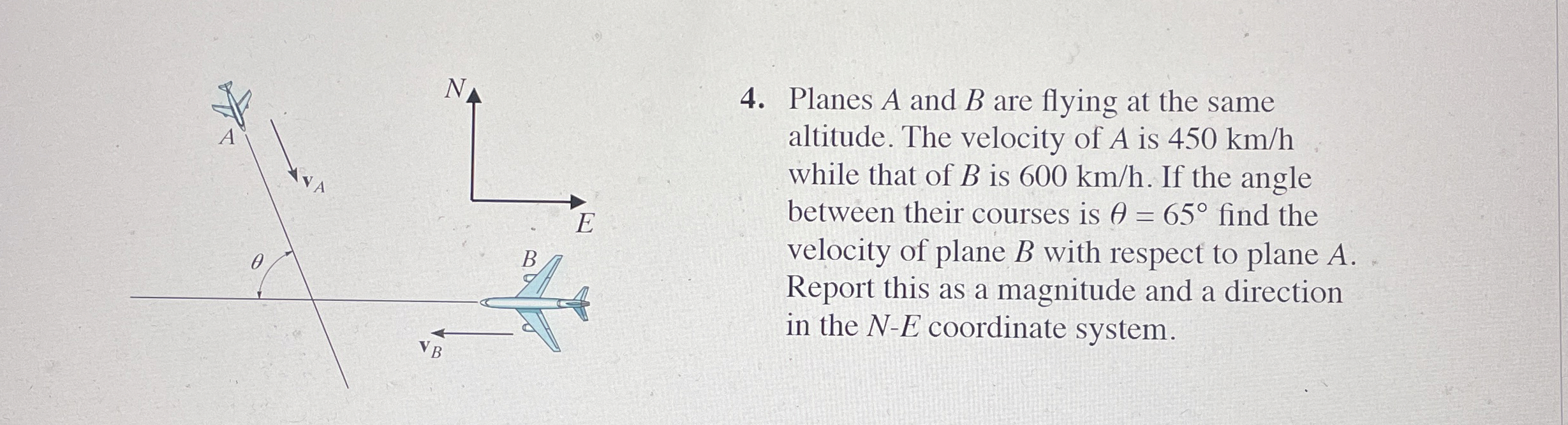 Planes A and B are flying at the same altitude.