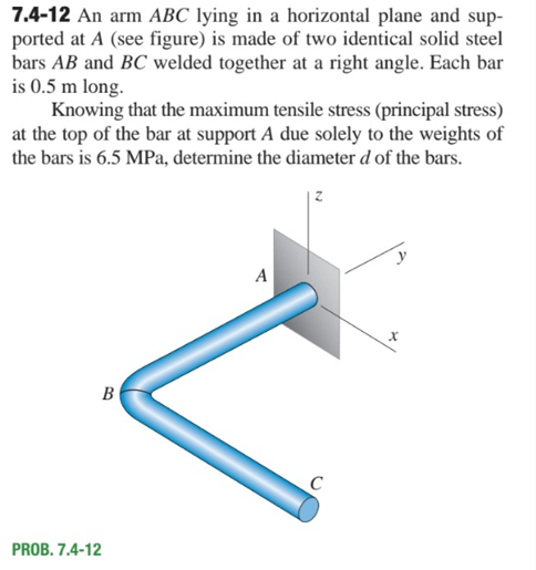 7 . 4 - 1 2 An arm \ ( A B C \ ) lying in a