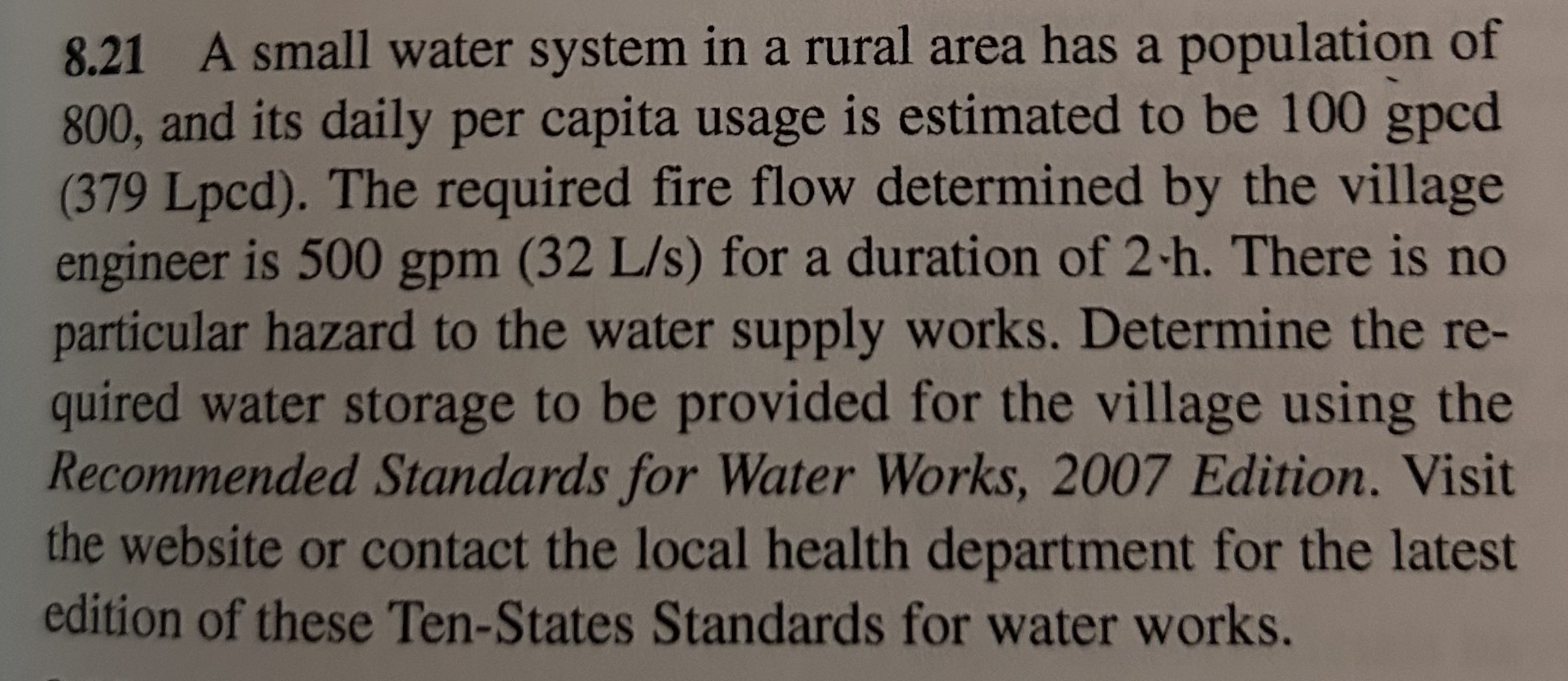 8 . 2 1 A small water system in a rural area has