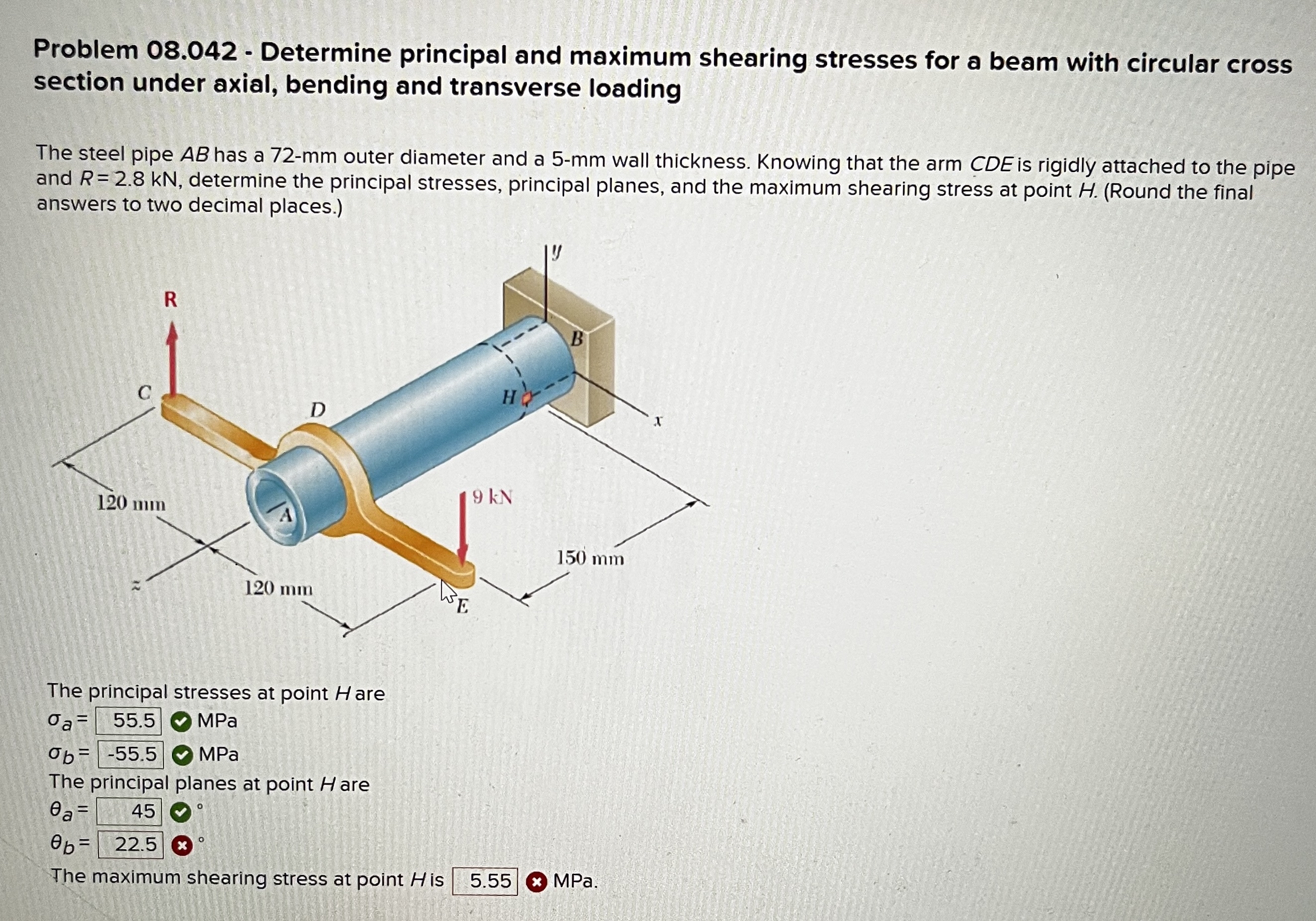 Problem 0 8 . 0 4 2 - Determine principal and