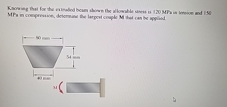 Knowing that for the extruded beam shown the
