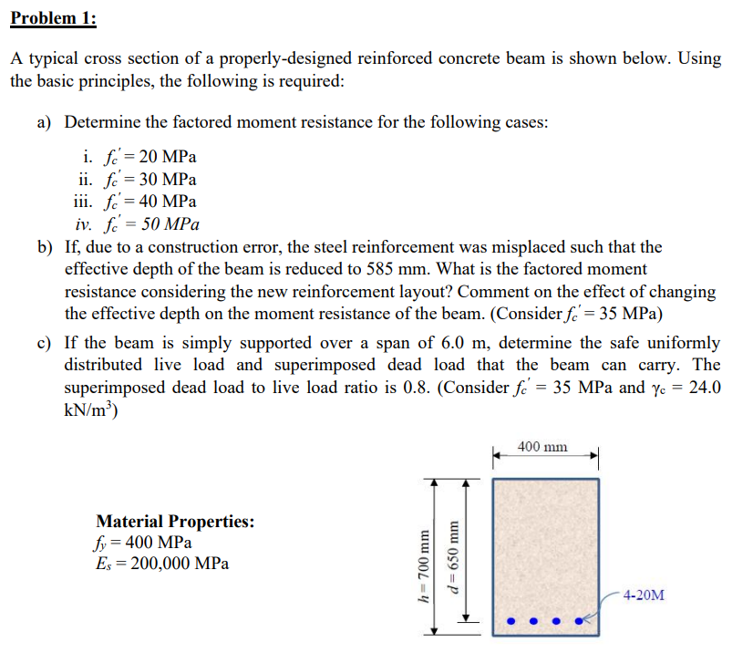 Question 2 : For the cross section shown in