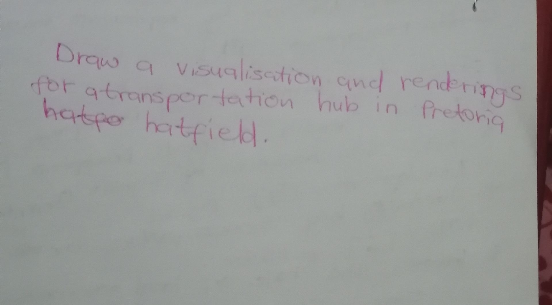 Draw a visualisation and renderinges for