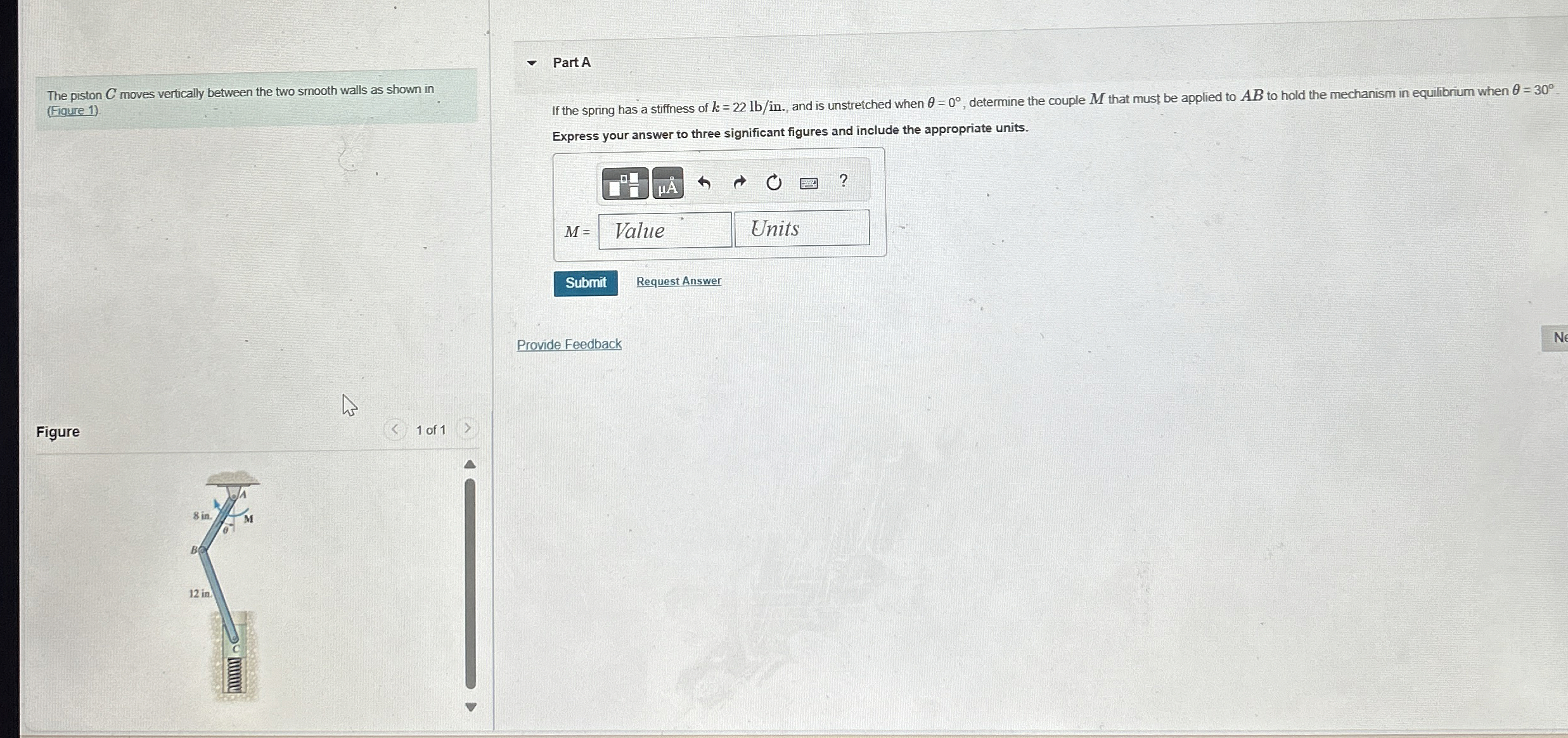 The piston C moves vertically between the two