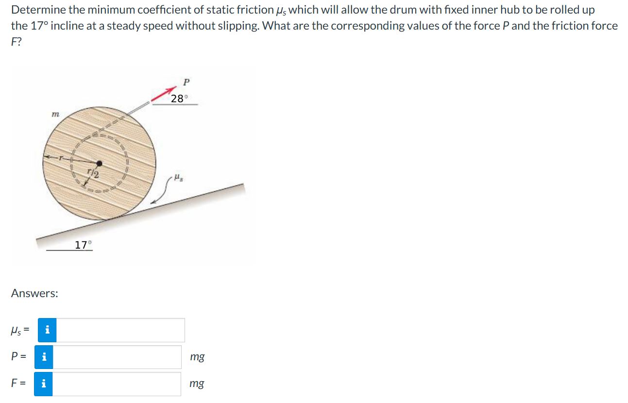 Determine the minimum coefficient of static