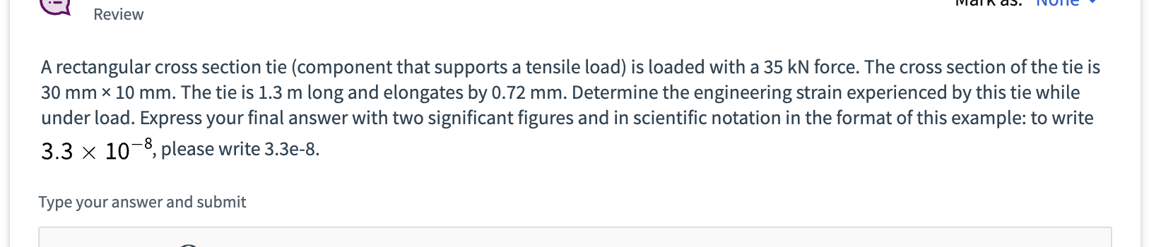 Review A rectangular cross section tie (